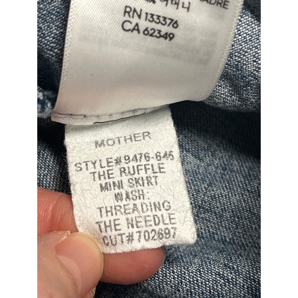 MOTHER The Ruffle Mini Skirt Wash Threading the Needle Denim Y2K - Picture 5 of 10